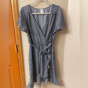 Naïf blue and white sundress. Super cute draping ruffle.